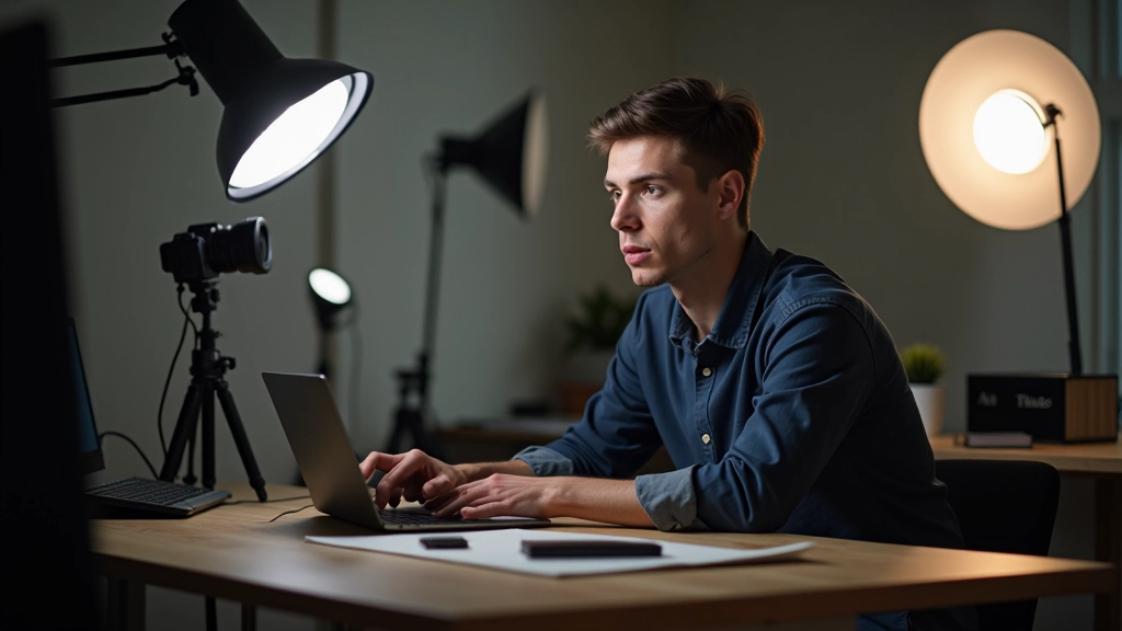 Creator ved studioudstyr der optager videoindhold