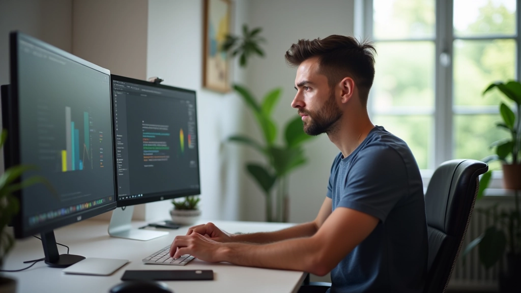Person ved computer der arbejder på produktdesign til print-on-demand
